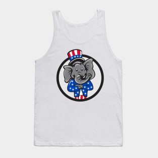 Republican Elephant Mascot Arms Crossed Circle Cartoon Tank Top